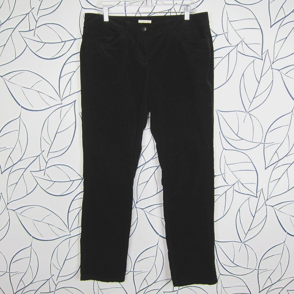 Eileen Fisher Black Velveteen 5 Pocket Pants Jeans Size M Minimalist Stretch
